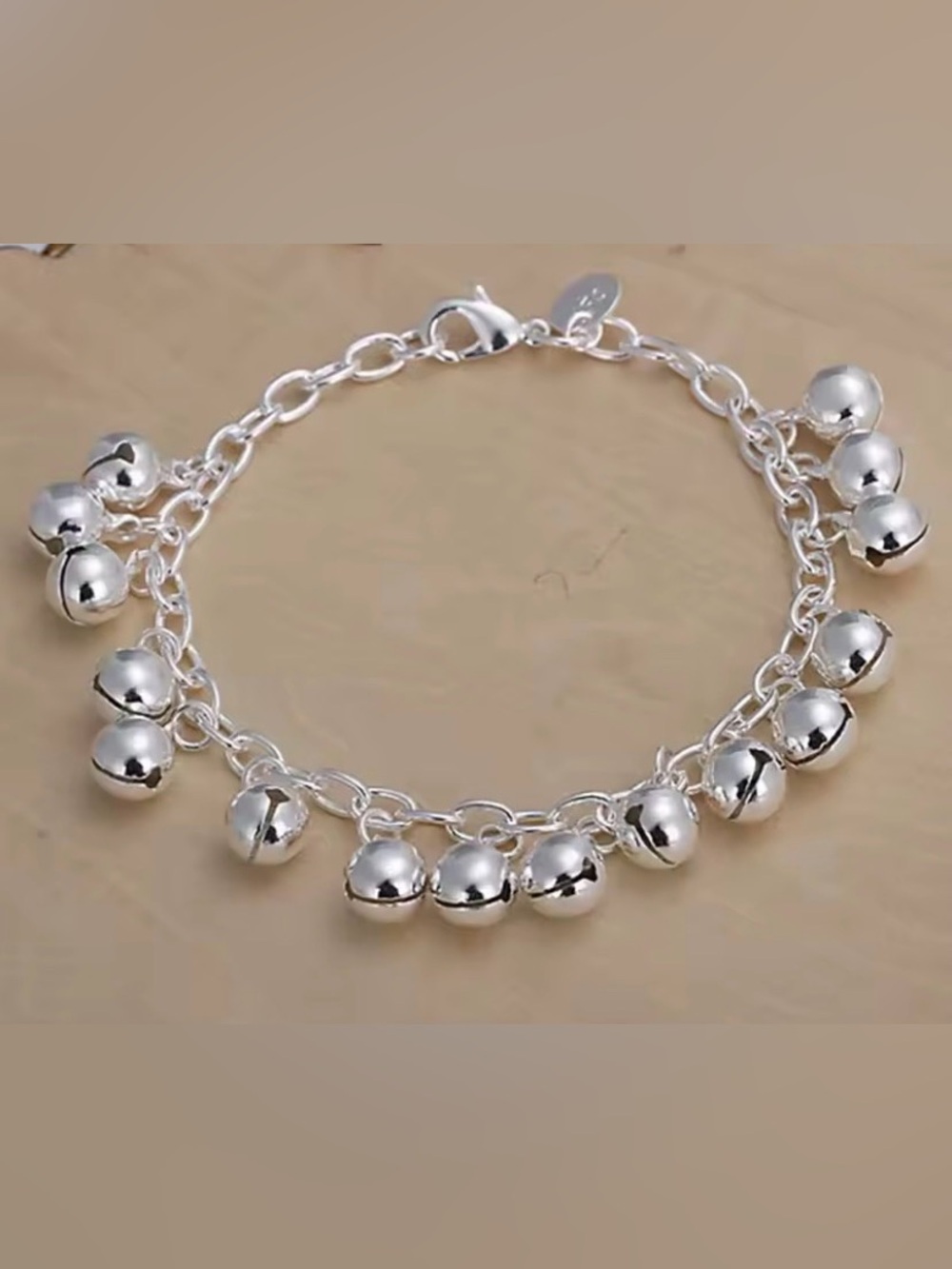 Sterling Silver Jingle Bell Charm Bracelet / Anklet - Silver